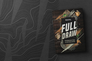Book titled 'Full Draw' on a dark background with abstract patterns