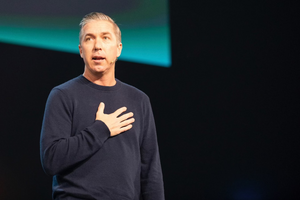 Steven Carter speaking on stage